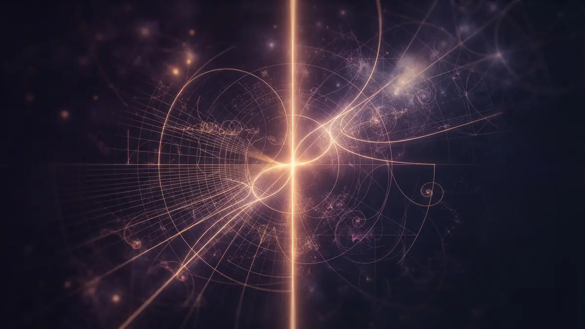 Abstract digital rendering representing complex analysis, the critical strip, and zero-free regions of the Riemann zeta function