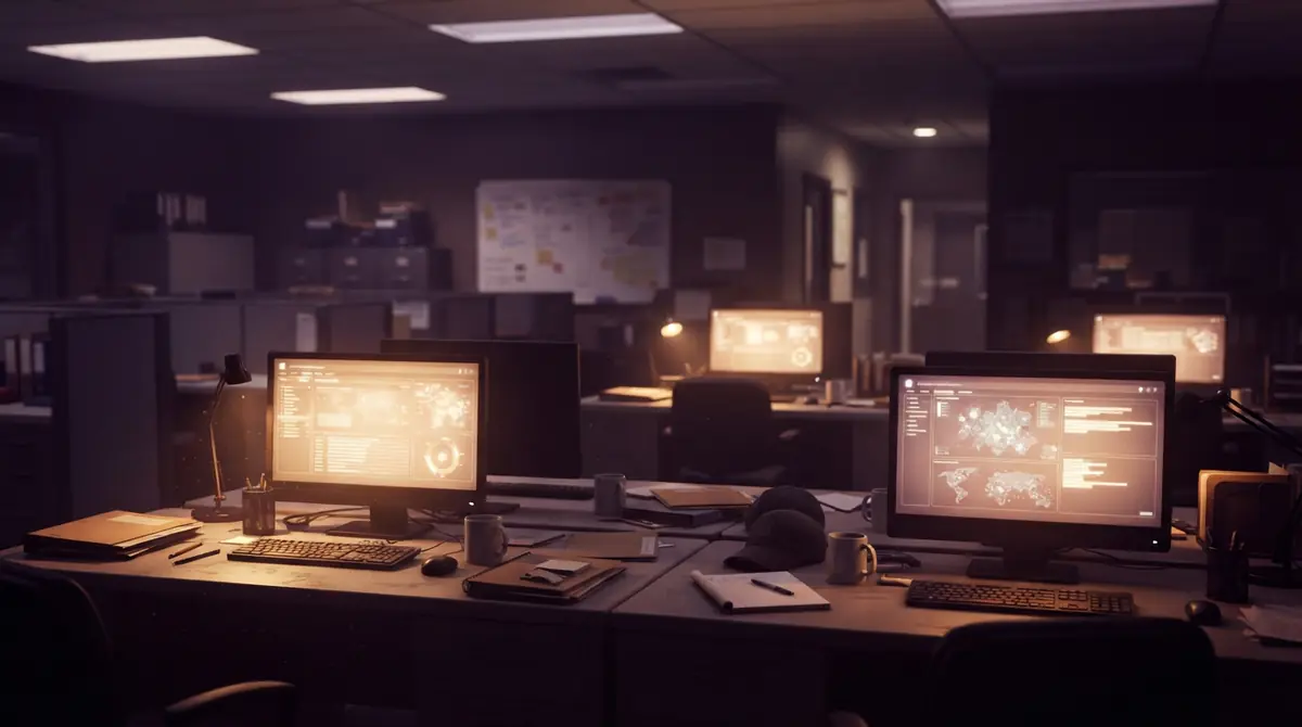 A municipal police department workstation with digital intake screens