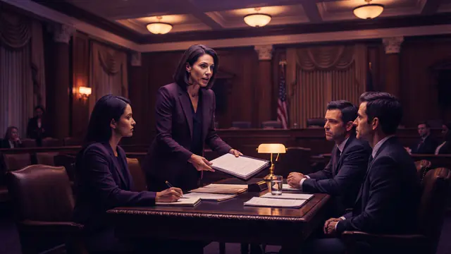 Illustration of a technology executive discussing legislative proposals in a congressional committee room