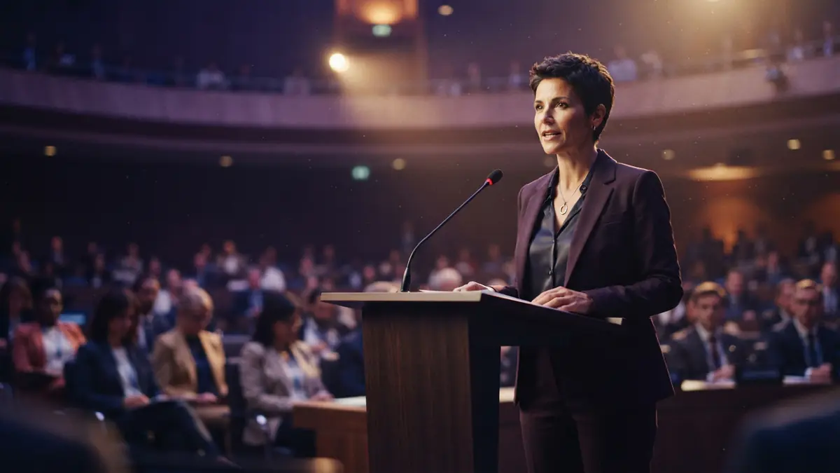 Tech leadership addressing an international council on frontier AI risks