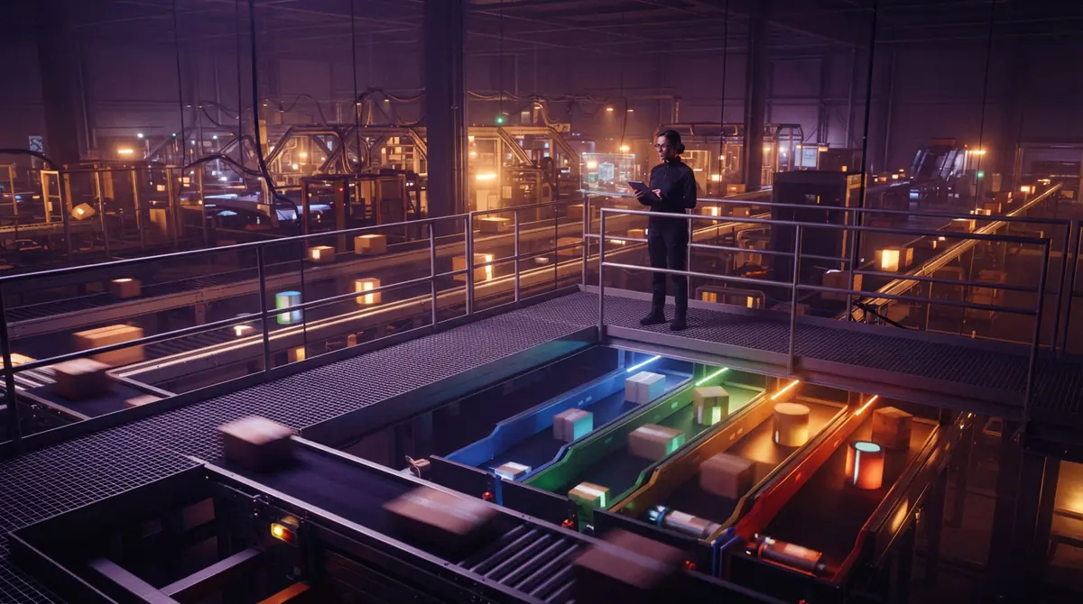 An automated sorting facility categorizing items into distinct streams