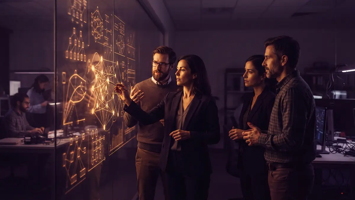 Computer scientists studying mathematical formulas and state transition patterns.