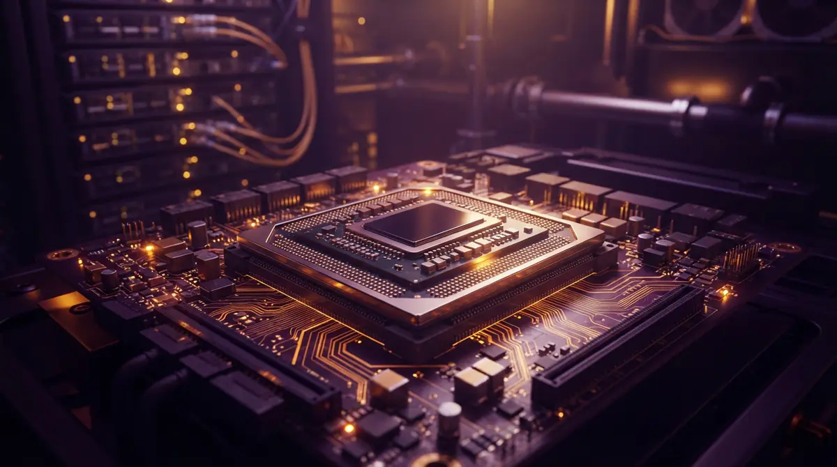 An AI accelerator processor integrated onto a circuit board