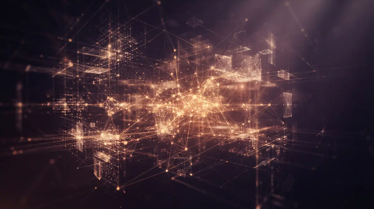 Abstract visualization of neural network layers and data matrices.