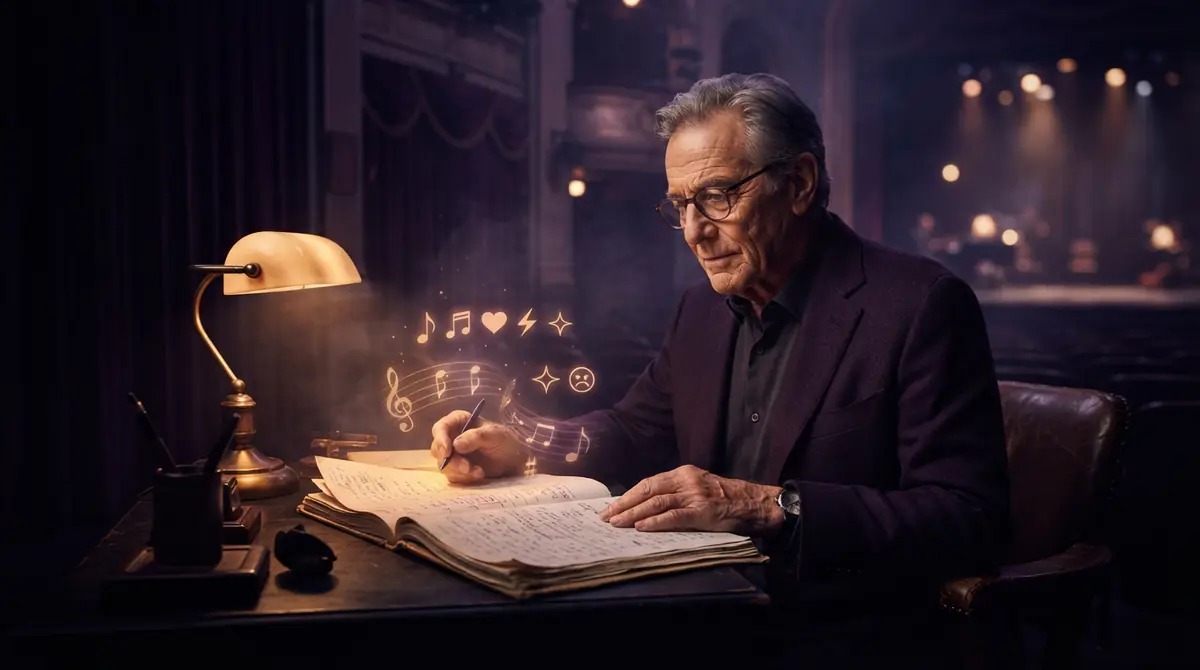 Illustration of script directing with visual indicators of emotion and pacing