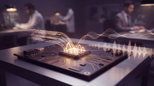 Concept illustration of an edge processor running multimodal artificial intelligence streams