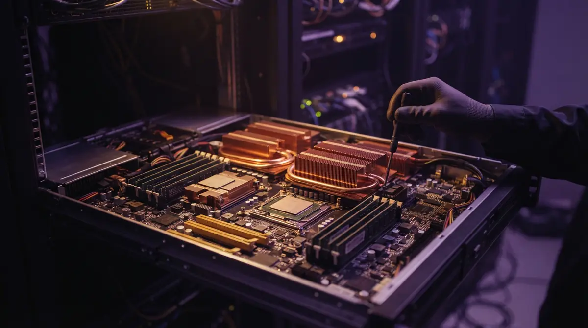 Advanced server hardware and silicon processors exposed during an inspection