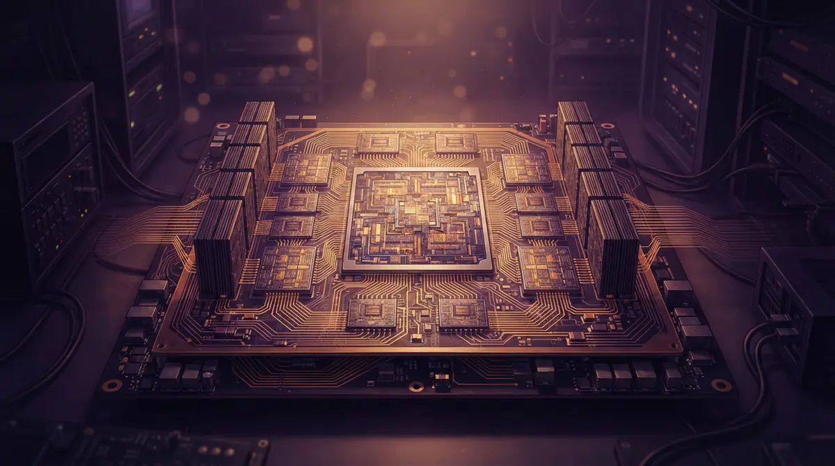 Illustration of a modular semiconductor chiplet layout