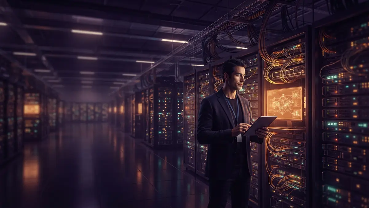 An illustration of a supercomputing datacenter cluster