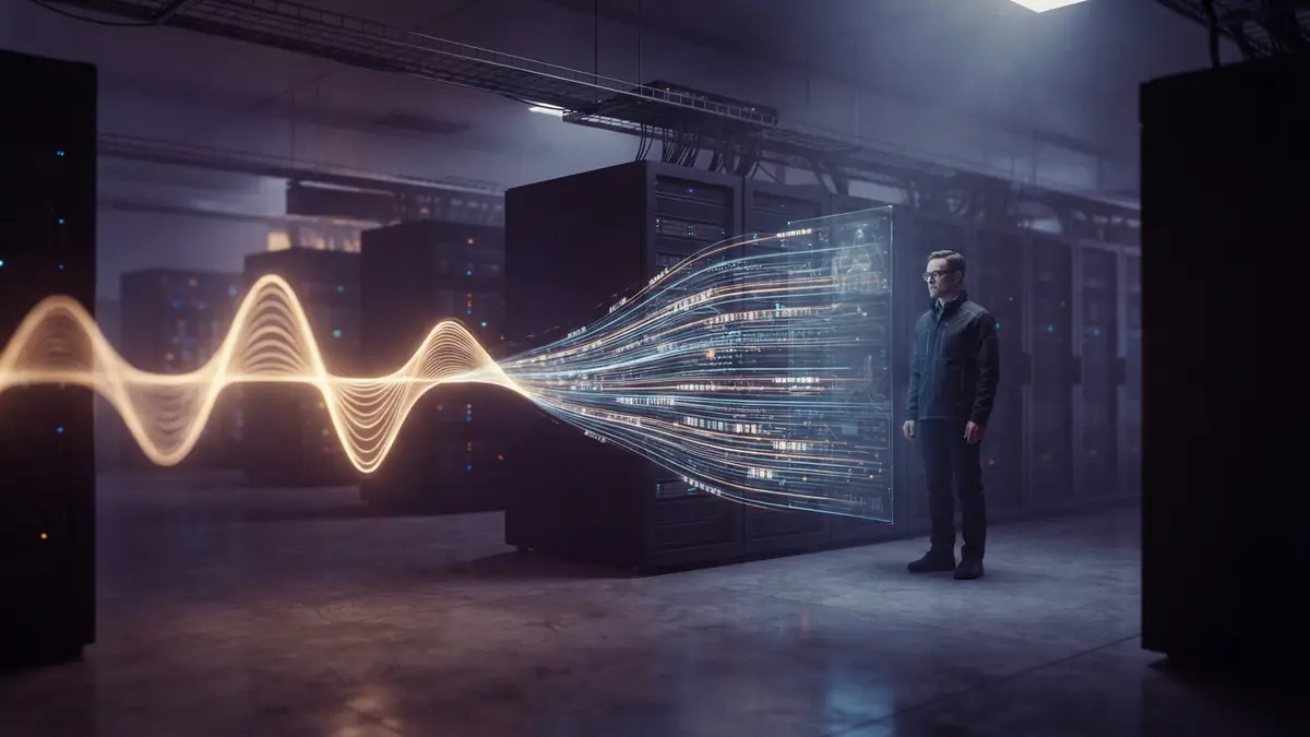 Digital audio wave frequencies connecting into computer data streams