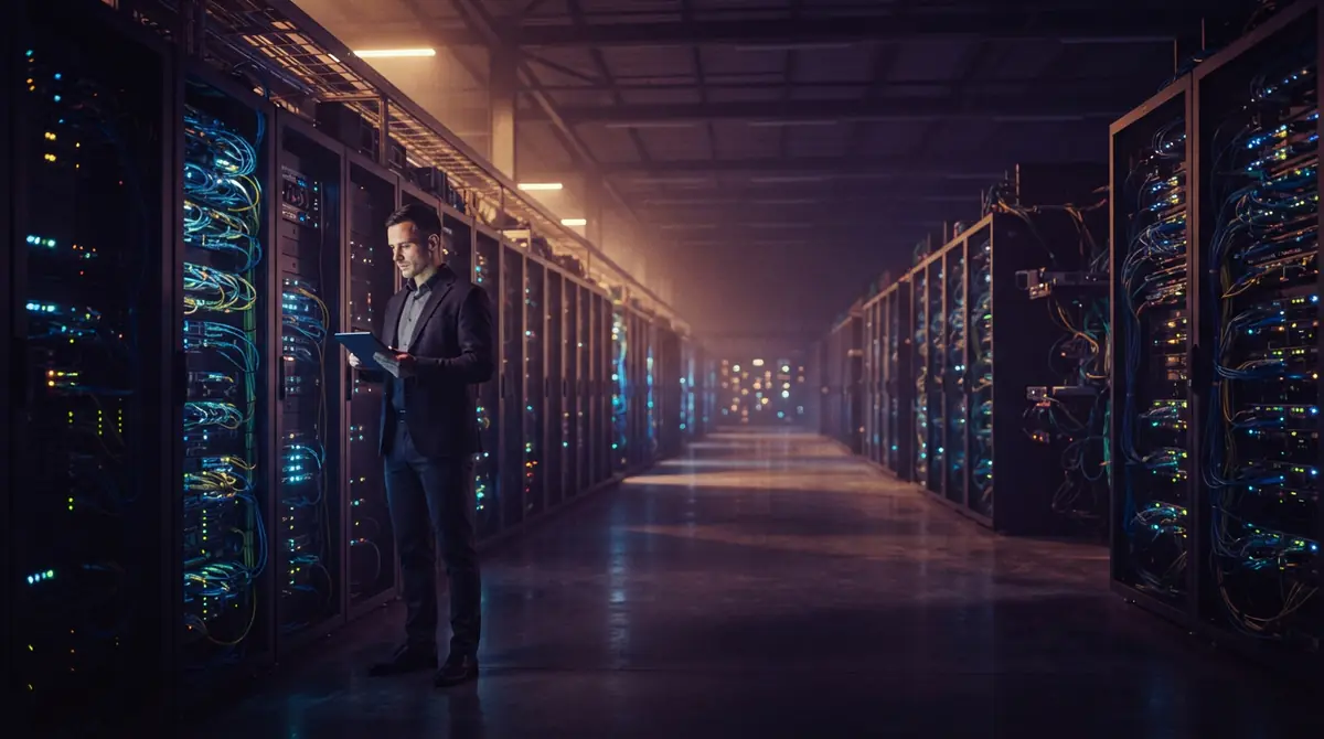 Illustration of high-density AI data center computing infrastructure
