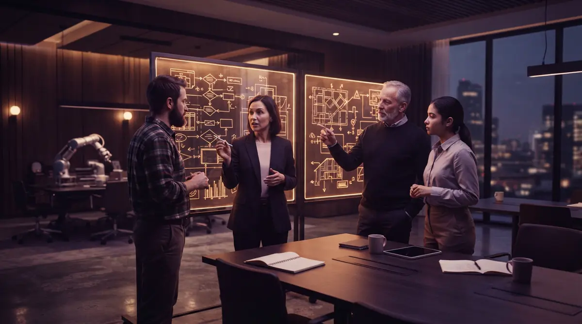 Engineers collaborating on enterprise AI governance and safety architectures