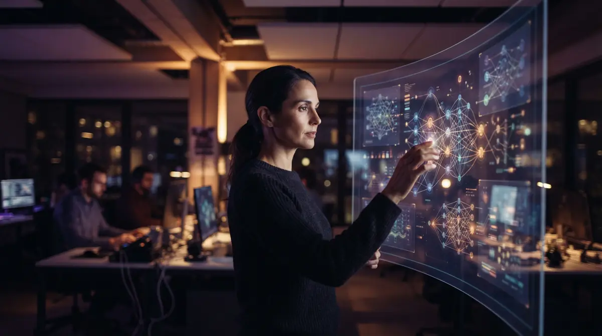 A software engineer working on open model architectures in an office setting