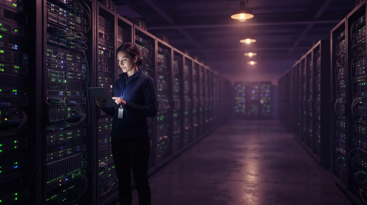 A modern data center facility housing high-performance enterprise compute hardware