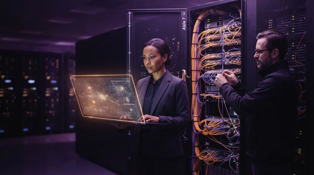 Illustration of cloud computing hardware infrastructure running enterprise model workloads