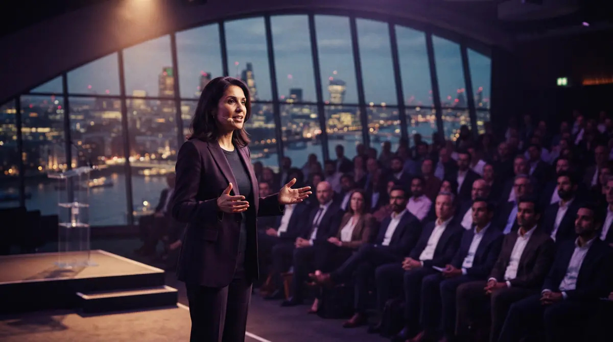 A technology executive speaking to industry professionals about AI alignment standards.