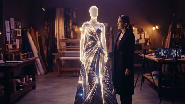 Digital visualization of fashion styling and garment fitting in a studio setting