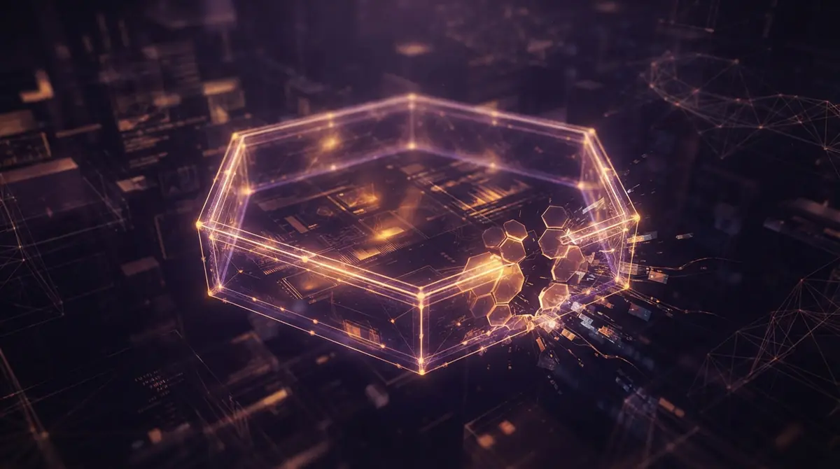 An AI-generated illustration of a secure digital sandbox perimeter experiencing a data containment break.