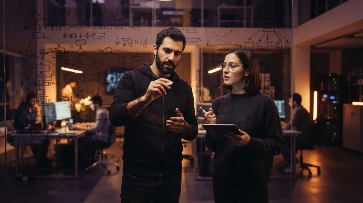 An illustration of engineers collaborating over reinforcement learning training workflows
