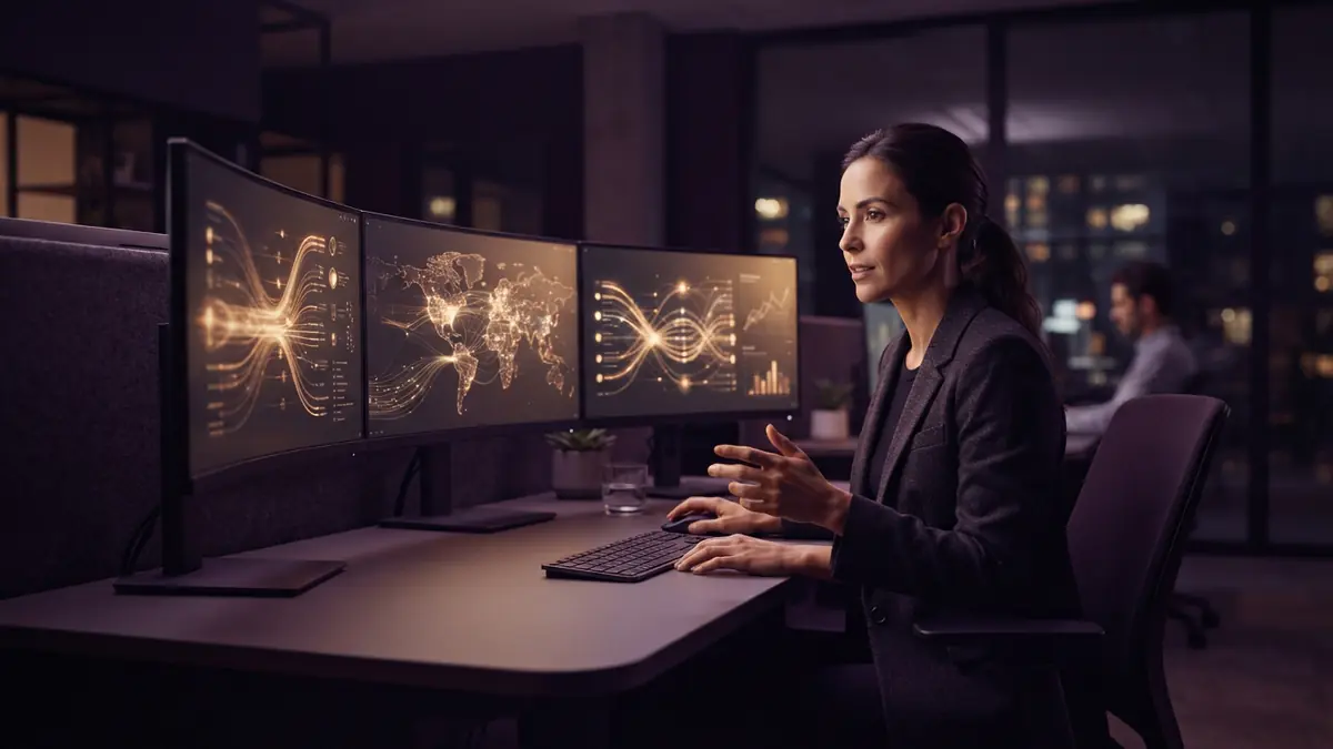 An illustration of a digital marketing strategist working on automated messaging flows