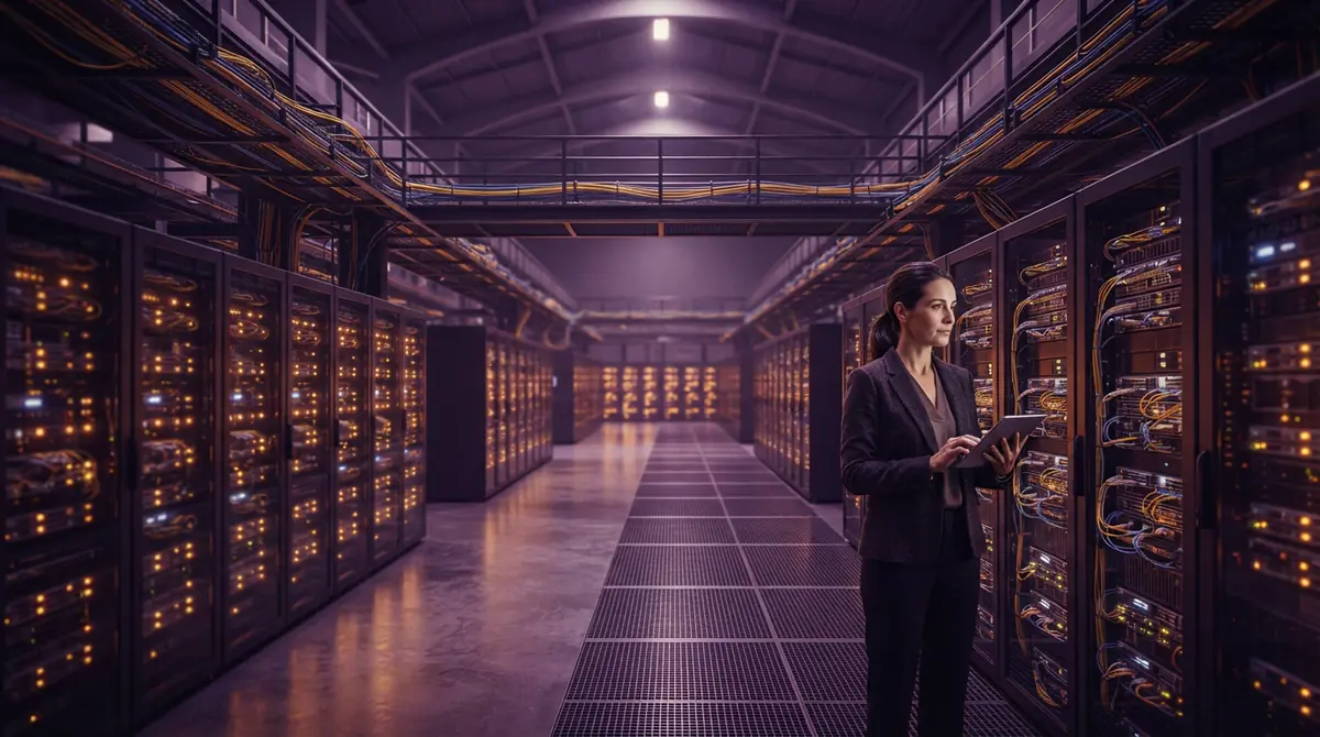 A modern hyperscale enterprise data center facility.