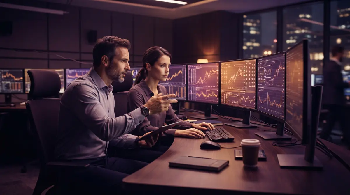 Financial trading screens displaying global bond market transactions