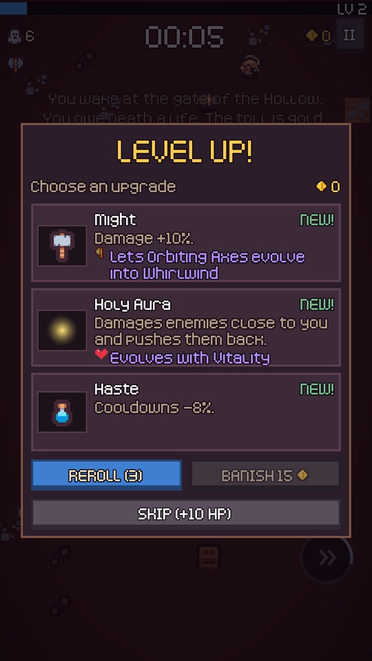 Choosing an upgrade at level-up